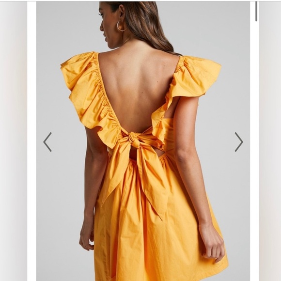 SHOWPO Raiza Ruffle Sleeve Tie Back Plunge Mini Dress - Picture 4 of 13